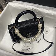 Chanel Coco Black Handle Pearl Chain Caviar Silver Hardware Small - 2215 – 19 cm - 6