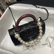 Chanel Coco Red Handle Pearl Chain Caviar Silver Hardware Small - 2215 – 19 cm - 6