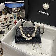 Chanel Coco Black Handle Pearl Chain Caviar Gold Hardware Small - 2215 – 19 cm - 1