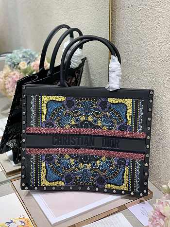 Christian Dior Full Leather Embroidery Nailed Large Book Tote Shopping Bag – 41x32 cm