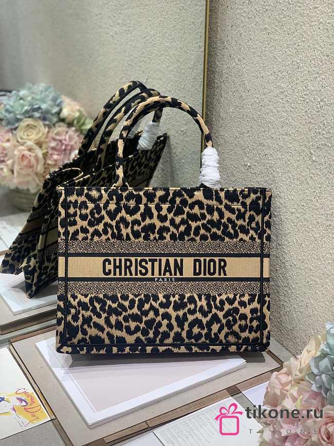 Christian Dior Leopard Print Trumpet Small Book Tote Shopping Bag – 1286 - 36×28 cm - 1