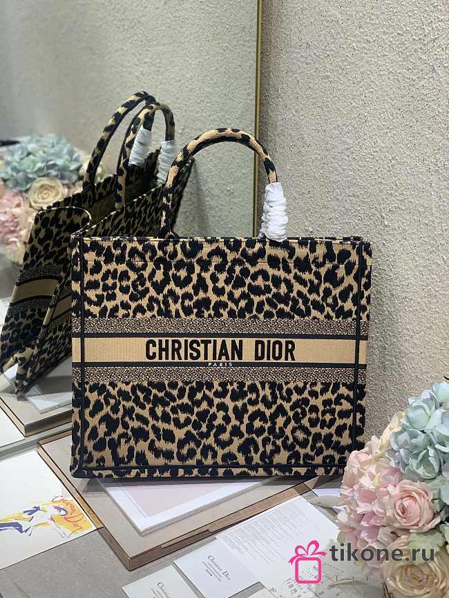 Christian Dior Leopard Print Trumpet Small Book Tote Shopping Bag – 1286 - 41×32 cm - 1