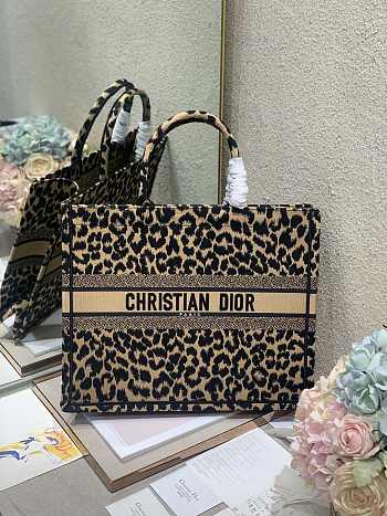 Christian Dior Leopard Print Trumpet Small Book Tote Shopping Bag – 1286 - 41×32 cm