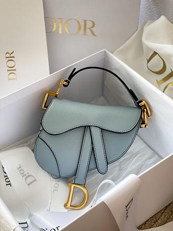 Christian Dior Saddle Micro Super Mini Fog Blue  – 12x7.5x5 cm