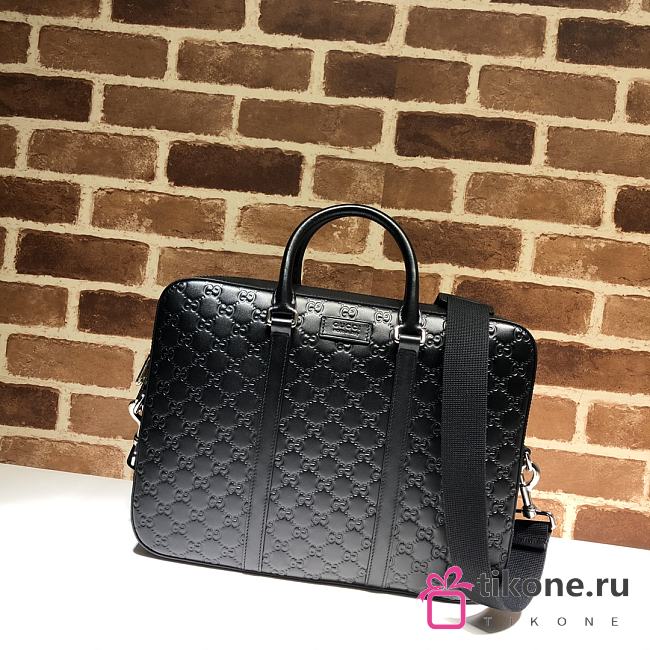 Gucci Ophidia GG Briefcase Full Black Leather - 38x29x4 cm - 1