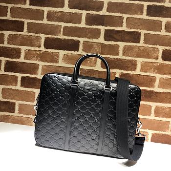 Gucci Ophidia GG Briefcase Full Black Leather - 38x29x4 cm