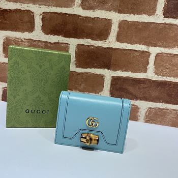 Gucci Diana Card Case Wallet Light Blue - 658244  – 11x8x2.5 cm