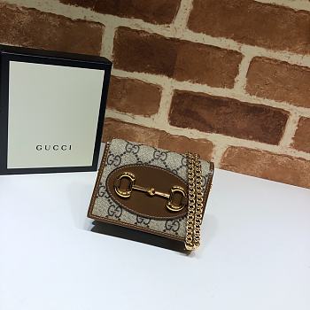 Gucci Horsebit 1955 Wallet With Chain Beige/Ebony GG Supreme Canvas  - 623180  – 11x8.5x3 cm