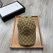 Gucci Original GG Canvas Baseball Hat With Web Gold Metal Logo  - 1