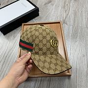 Gucci Original GG Canvas Baseball Hat With Web Gold Metal Logo  - 4