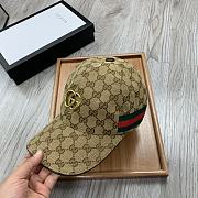 Gucci Original GG Canvas Baseball Hat With Web Gold Metal Logo  - 3