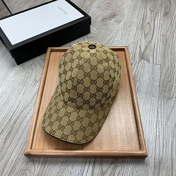 Gucci Original GG Canvas Baseball Hat With Web Beige/ebony 