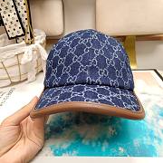 Gucci GG Baseball Cap Blue And Ivory GG Denim With Brown Leather Trim - 4