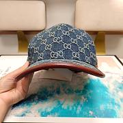 Gucci GG Baseball Cap Blue And Ivory GG Denim With Brown Leather  - 6