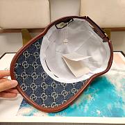 Gucci GG Baseball Cap Blue And Ivory GG Denim With Brown Leather  - 5