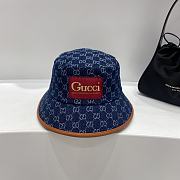 Gucci GG Canvas Bucket Hat Blue Washed GG Jacquard Canvas - 1