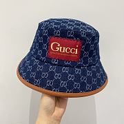 Gucci GG Canvas Bucket Hat Blue Washed GG Jacquard Canvas - 5