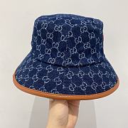 Gucci GG Canvas Bucket Hat Blue Washed GG Jacquard Canvas - 3