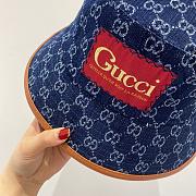 Gucci GG Canvas Bucket Hat Blue Washed GG Jacquard Canvas - 2