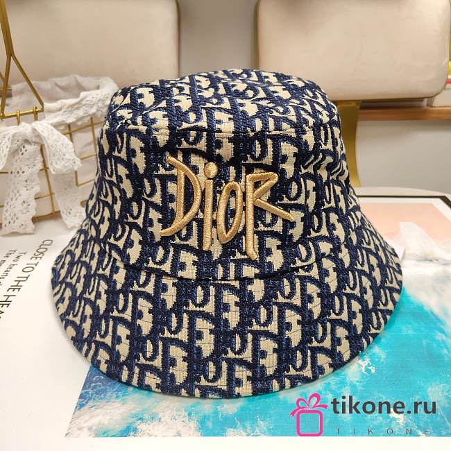 Dior Gold Silk Embroidered Fisherman Bucket Hat 01 - 1