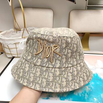 Dior Gold Silk Embroidered Fisherman Bucket Hat 03