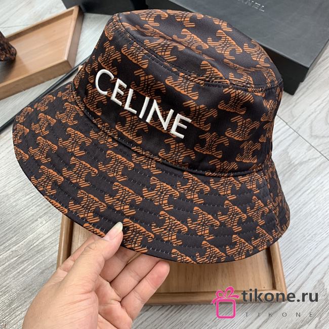 Celine Bucket Hat With Triomphe Monogram Brown - 1