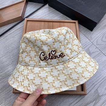 Celine Bucket Hat With Triomphe Monogram White