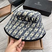 Celine Bucket Hat With Triomphe Monogram Denim Blue/Black - 1