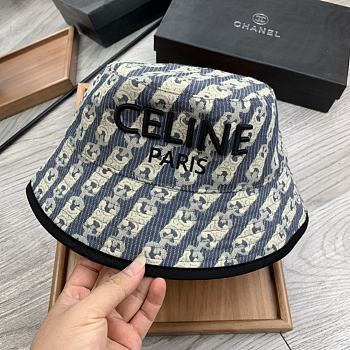 Celine Bucket Hat With Triomphe Monogram Denim Blue/Black