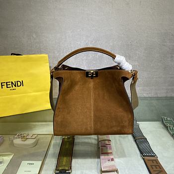 Fendi Peekaboo 305 Soft Frosted Calf Leather With Shoulder Strap Brown – 30 cm
