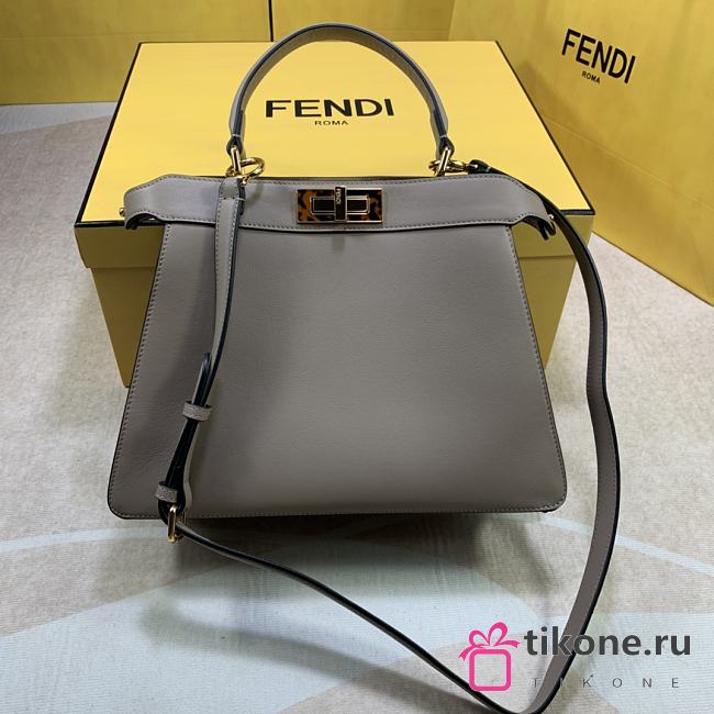 Fendi Peekaboo Iseeu Grey Leather Bag – 33x25 x12 cm - 1