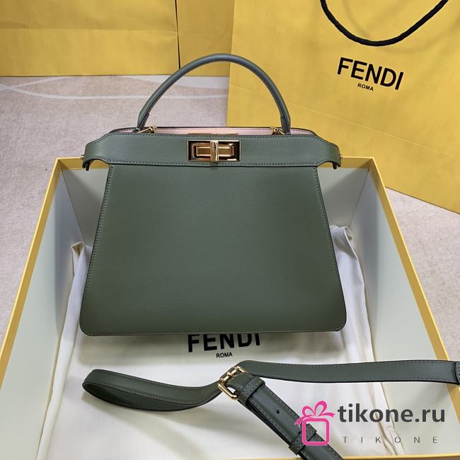 Fendi Peekaboo Iseeu Green Leather Bag – 33x25 x12 cm - 1