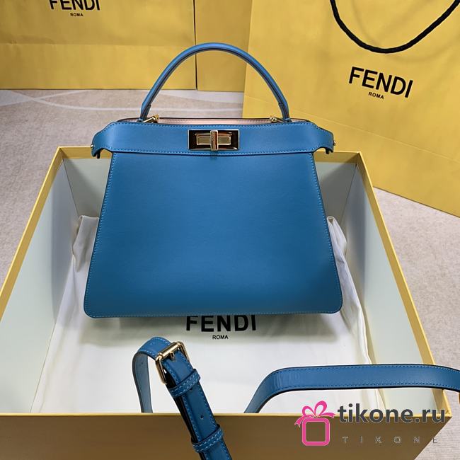 Fendi Peekaboo Iseeu Blue Leather Bag – 33x25 x12 cm - 1