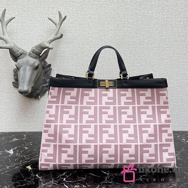 Fendi Peekaboo FF Eembroidered Pink Canvas With Internal Pockets – #883 – 41x16x29.5 cm  - 1