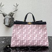 Fendi Peekaboo FF Eembroidered Pink Canvas With Internal Pockets – #883 – 41x16x29.5 cm  - 1