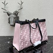 Fendi Peekaboo FF Eembroidered Pink Canvas With Internal Pockets – #883 – 41x16x29.5 cm  - 4