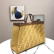 Fendi Peekaboo FF Eembroidered Yellow Canvas With Internal Pockets – #883 – 41x16x29.5 cm  - 4