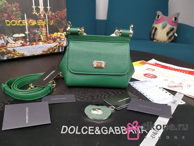 Dolce & Gabbana Dauphine Leather Sicily Bag Green - 5516 - 16x10x5 cm - 1