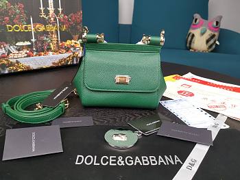 Dolce & Gabbana Dauphine Leather Sicily Bag Green - 5516 - 16x10x5 cm