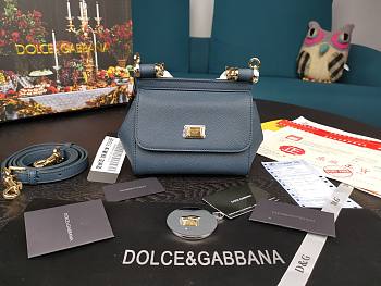 Dolce & Gabbana Dauphine Leather Sicily Bag Blue - 5516 - 16x10x5 cm