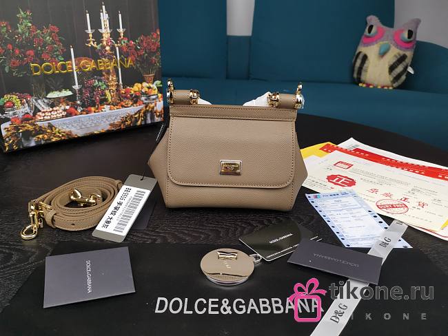 Dolce & Gabbana Dauphine Leather Sicily Bag Elephant Grey - 5516 - 16x10x5 cm - 1