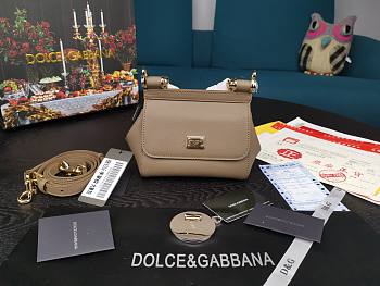 Dolce & Gabbana Dauphine Leather Sicily Bag Elephant Grey - 5516 - 16x10x5 cm