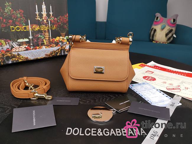 Dolce & Gabbana Dauphine Leather Sicily Bag Brown - 5516 - 16x10x5 cm - 1