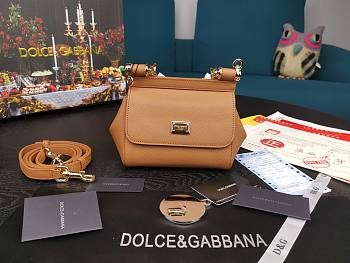 Dolce & Gabbana Dauphine Leather Sicily Bag Brown - 5516 - 16x10x5 cm