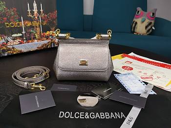 Dolce & Gabbana Dauphine Leather Sicily Bag Silver - 5516 - 16x10x5 cm