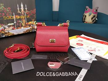 Dolce & Gabbana Dauphine Leather Sicily Bag Red - 5516 - 16x10x5 cm