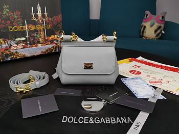 Dolce & Gabbana Dauphine Leather Sicily Bag Light Grey- 5516 - 16x10x5 cm