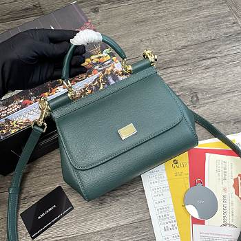 Dolce & Gabbana Dauphine Leather Sicily Bag Green - 5518 – 20x9.5x14 cm