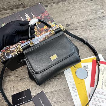 Dolce & Gabbana Dauphine Leather Sicily Bag Black - 5518 – 20x9.5x14 cm