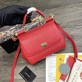 Dolce & Gabbana Dauphine Leather Sicily Bag Red - 5518 – 20x9.5x14 cm